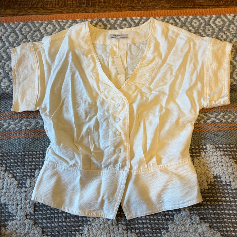 Madewell pleated short sleeved top NWT